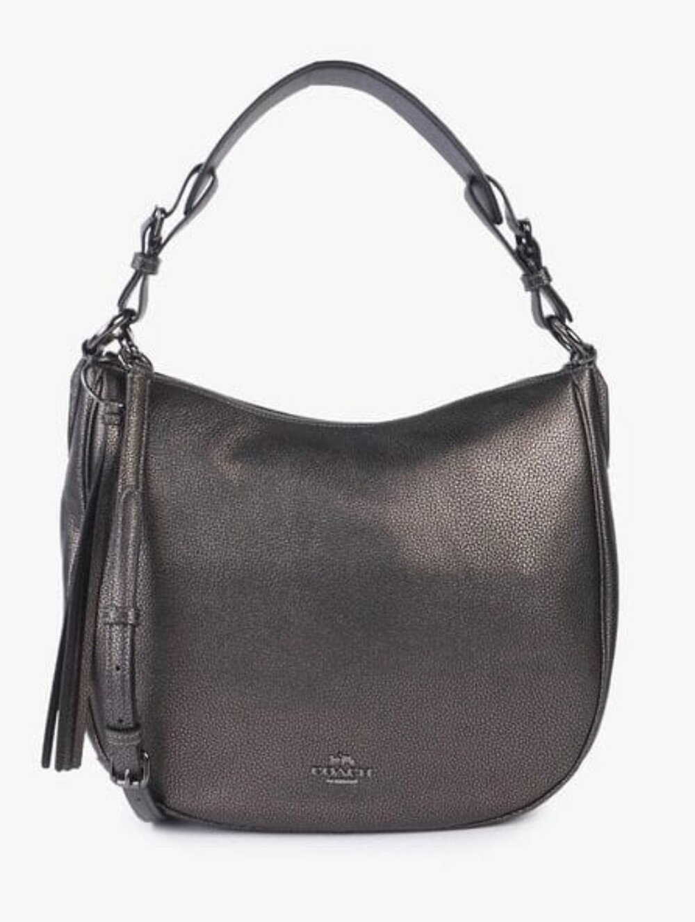 Coach Y2K Sutton Hobo Shoulder Bag Pebbled Leather Metallic Gunmetal 40632 - Picture 1 of 11